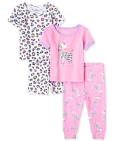 Lot de 2 pyjamas en coton ajustés zèbre pour bébés et petites filles