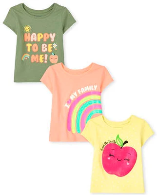 Baby And Toddler Girls Family Graphic Tee 3-Pack