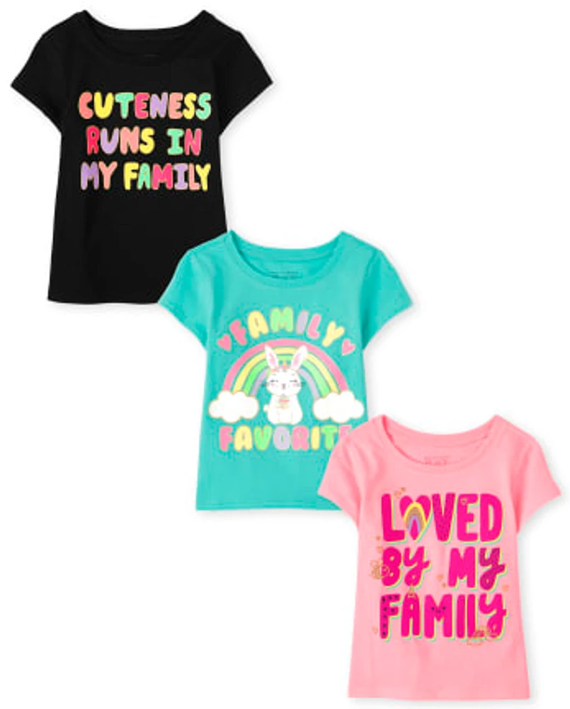 Baby And Toddler Girls Family Graphic Tee 3-Pack