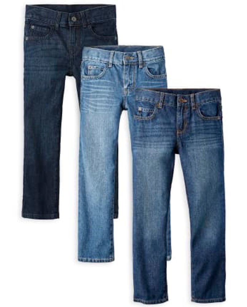 Boys Non-Stretch Straight Jeans 3-Pack