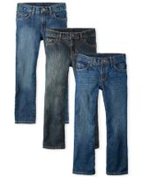 Boys Non-Stretch Bootcut Jeans 3-Pack