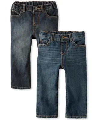 Baby And Toddler Boys Non-Stretch Straight Jeans 2-Pack