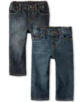 Baby And Toddler Boys Non-Stretch Straight Jeans 2-Pack