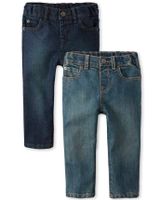 Baby And Toddler Boys Non-Stretch Skinny Jeans 2-Pack
