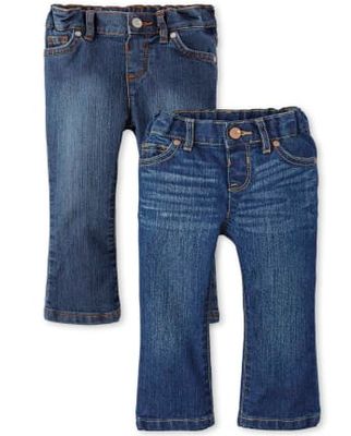 Baby And Toddler Girls Basic Bootcut Jeans 2-Pack - multi clr