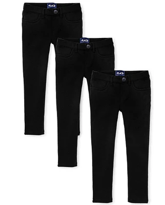 Girls Uniform Ponte Knit Pull On Jeggings 3-Pack