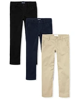Girls Uniform Stretch Skinny Chino Pants -Pack