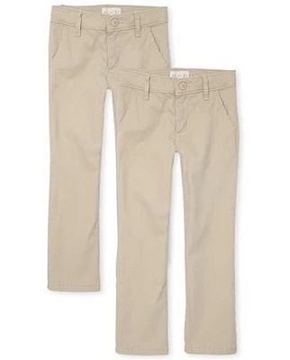 Girls Uniform Stretch Skinny Chino Pants 2-Pack