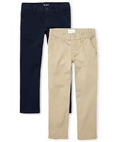 Girls Uniform Stretch Bootcut Chino Pants 2-Pack