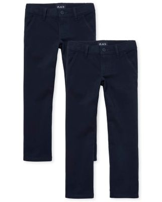 Girls Uniform Regular Bootcut Chino Pants 2-Pack