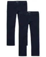 Girls Uniform Stretch Bootcut Chino Pants 2-Pack - Plus