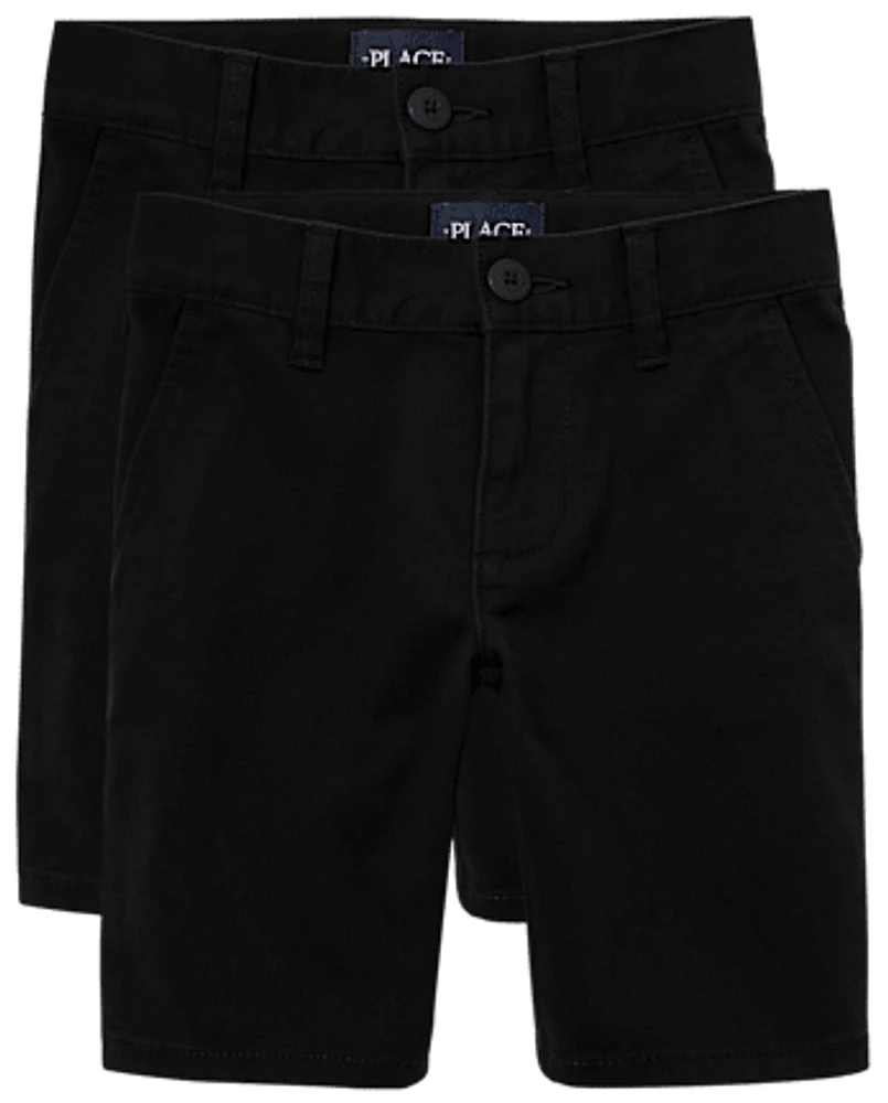 Girls Uniform Stretch Chino Shorts 2-Pack - Plus