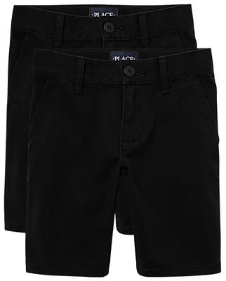 Girls Uniform Stretch Chino Shorts 2-Pack - Plus
