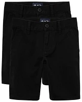 Girls Uniform Stretch Chino Shorts 2-Pack - Plus