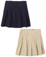 Girls Uniform Stretch Pleated Skort 2-Pack