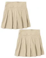 Girls Uniform Stretch Pleated Skort 2-Pack