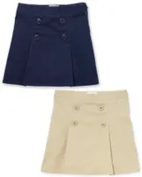 Girls Uniform Stretch Button Skort 2-Pack