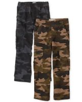 Boys Camo Pull On Cargo Pants 2-Pack