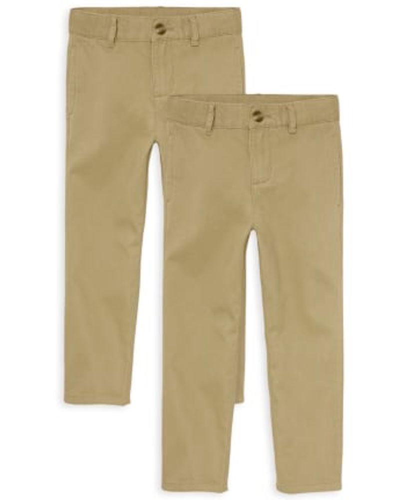 Boys Uniform Stretch Straight Chino Pants 2-Pack