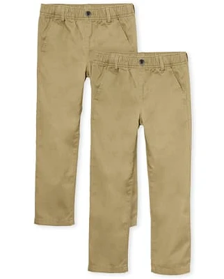 Boys Uniform Pull On Chino Pants 2-Pack