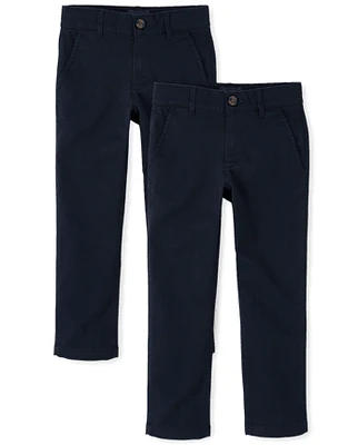 Boys Uniform Stretch Straight Chino Pants -Pack