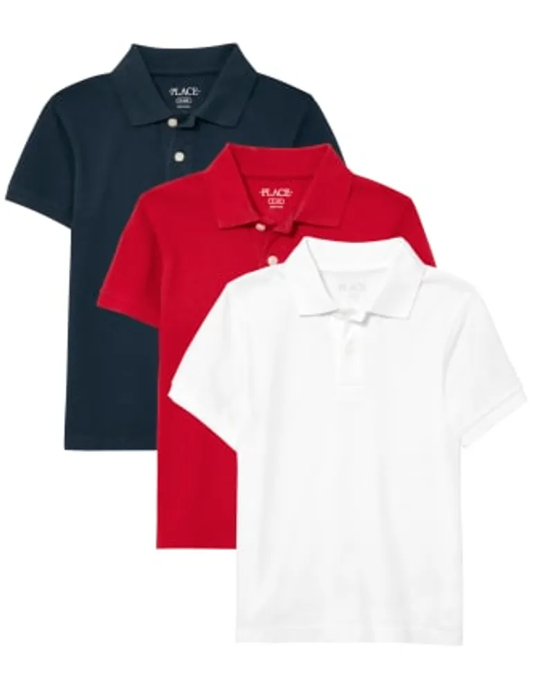 Boys Uniform Pique Polo 3-Pack