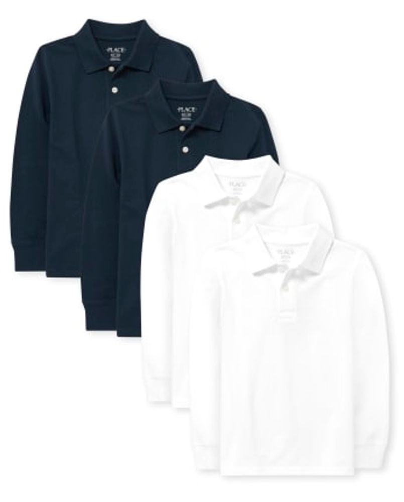 Boys Uniform Long Sleeve Pique Polo -Pack