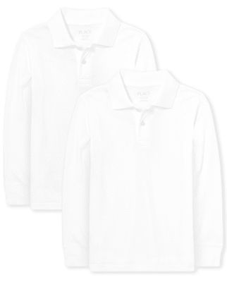 Boys Uniform Long Sleeve Soft Jersey Polo 2-Pack