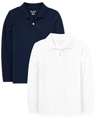 Boys Uniform Soft Jersey Polo 2-Pack