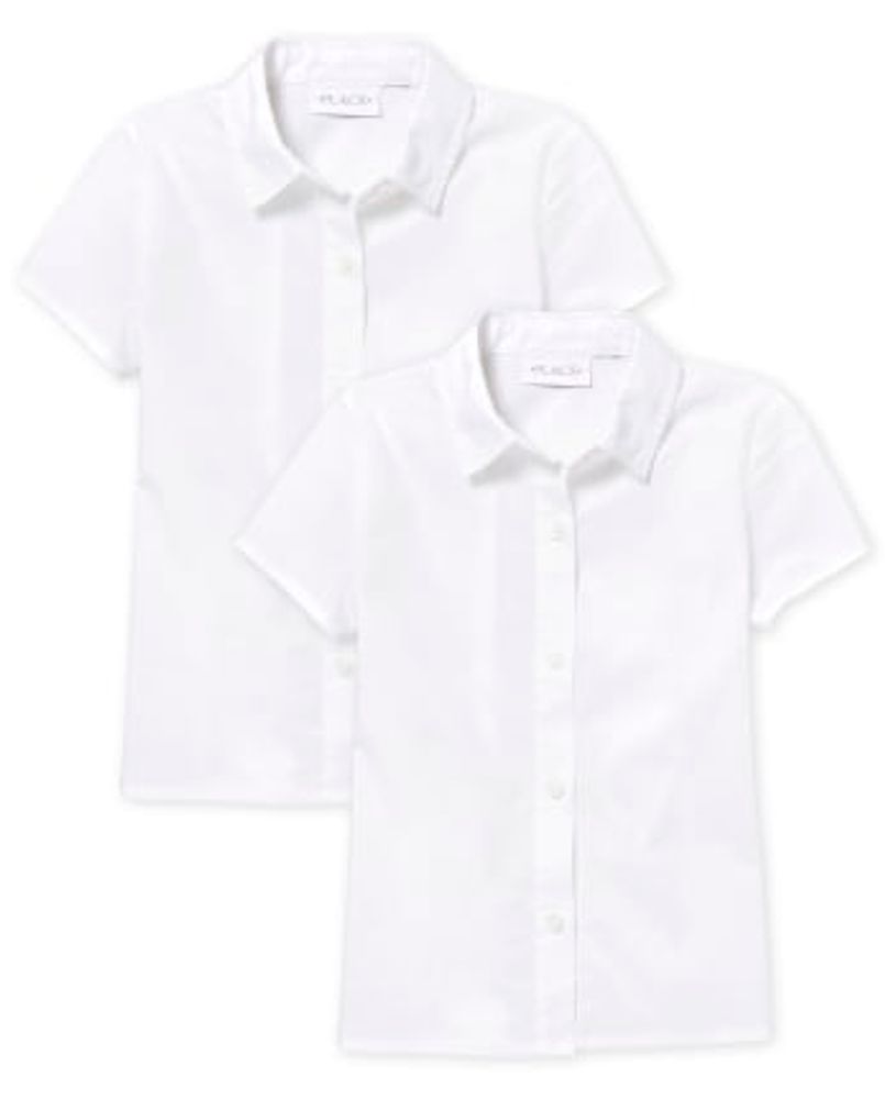 Girls Uniform Poplin Button Up Shirt 2-Pack