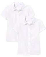 Girls Uniform Poplin Button Up Shirt 2-Pack