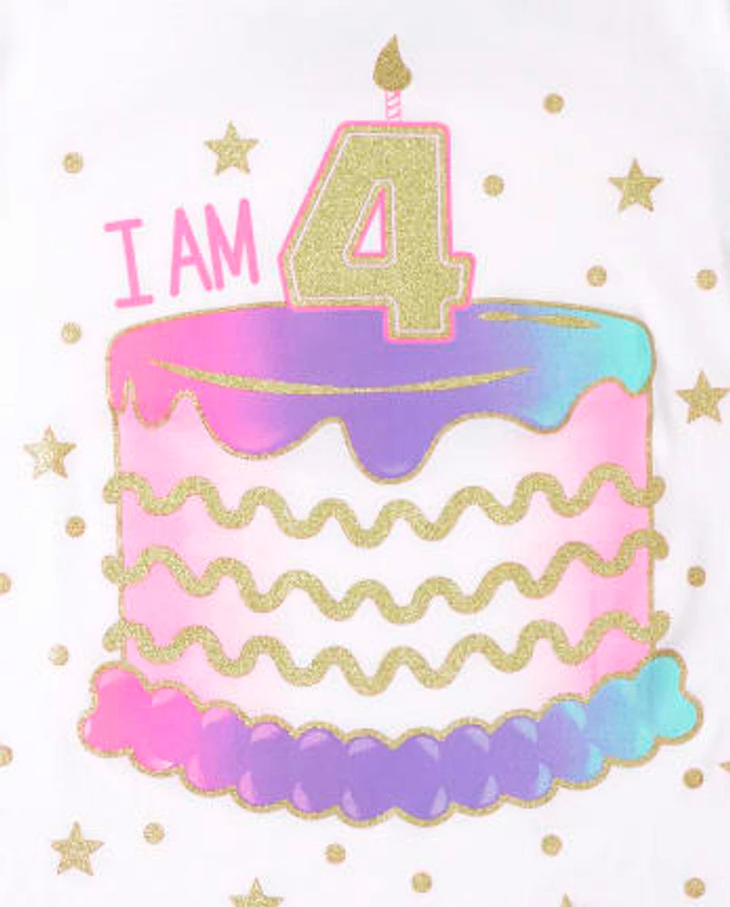 Girls I Am 4 Birthday Graphic Tee