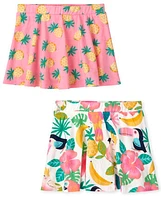 Lot de 2 jupes-shorts imprimées pour petites filles