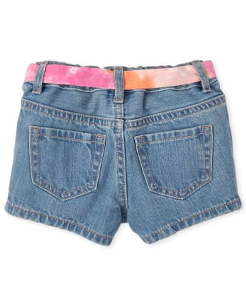 Short en jean avec ceinture pour bébé et toute-petite fille