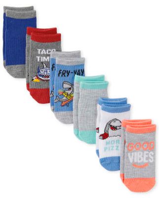 Toddler Boys Shark Ankle Socks 6-Pack