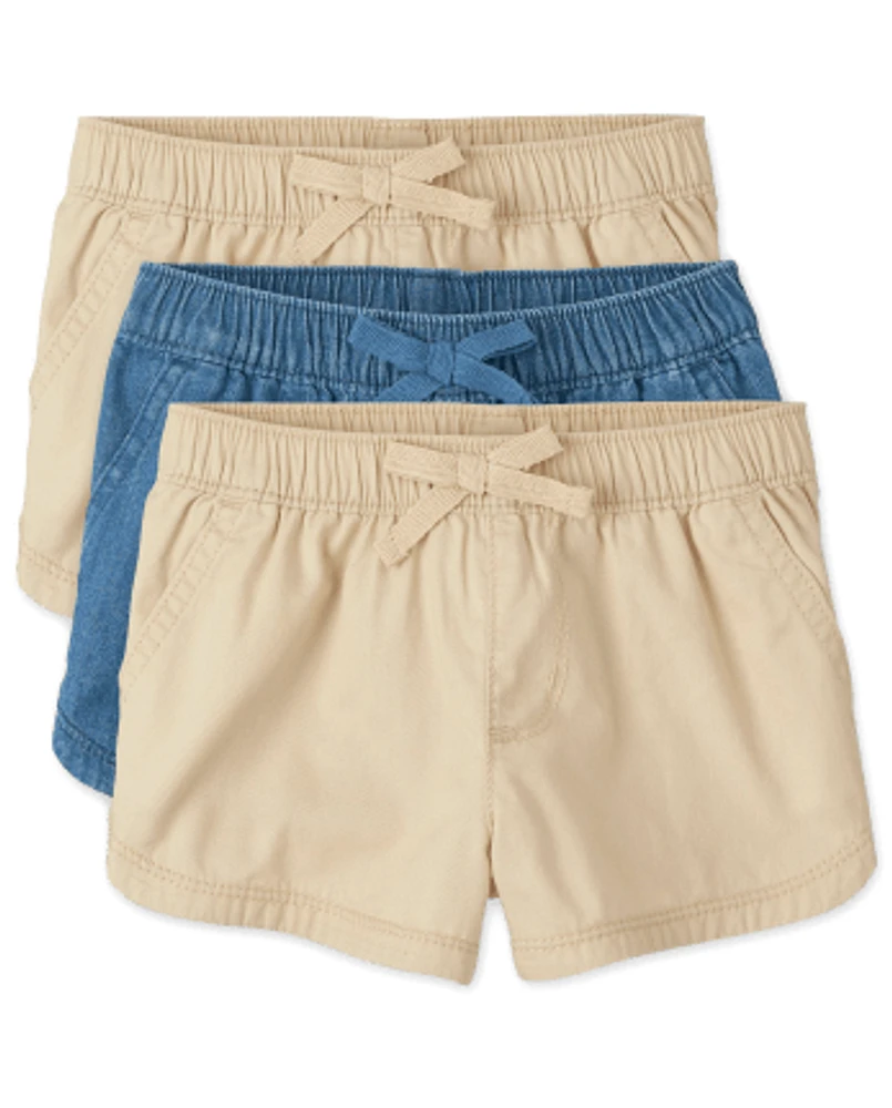 Toddler Girls Pull On Shorts 3-Pack