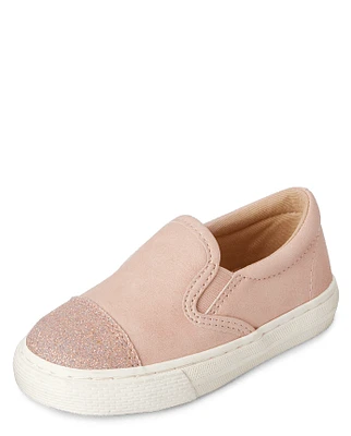 Toddler Girls Glitter Slip On Sneakers