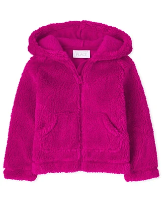 Sweat à capuche zippé en sherpa pour bébés et petites filles