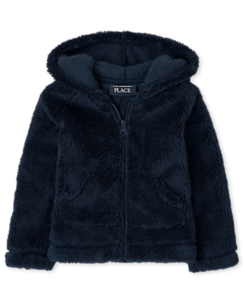 Baby And Toddler Girls Sherpa Zip-Up Hoodie
