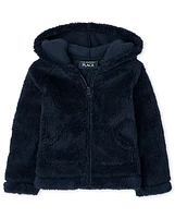 Baby And Toddler Girls Sherpa Zip-Up Hoodie