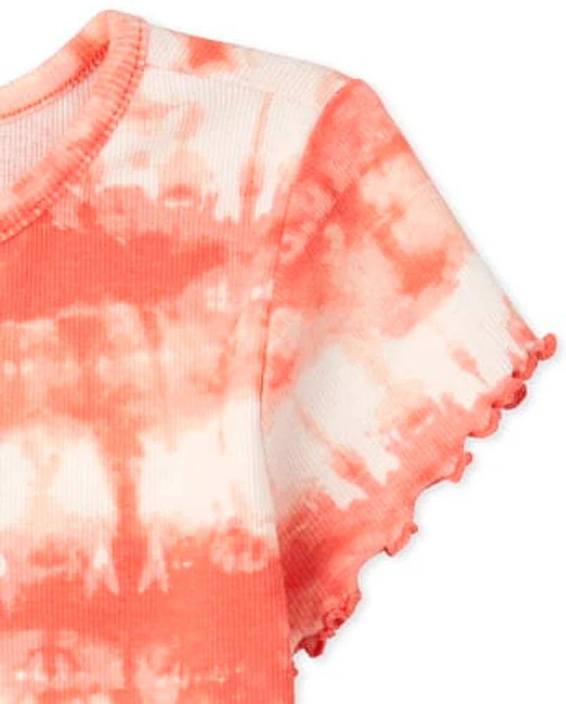 Girls Tie Dye Ribbed Top