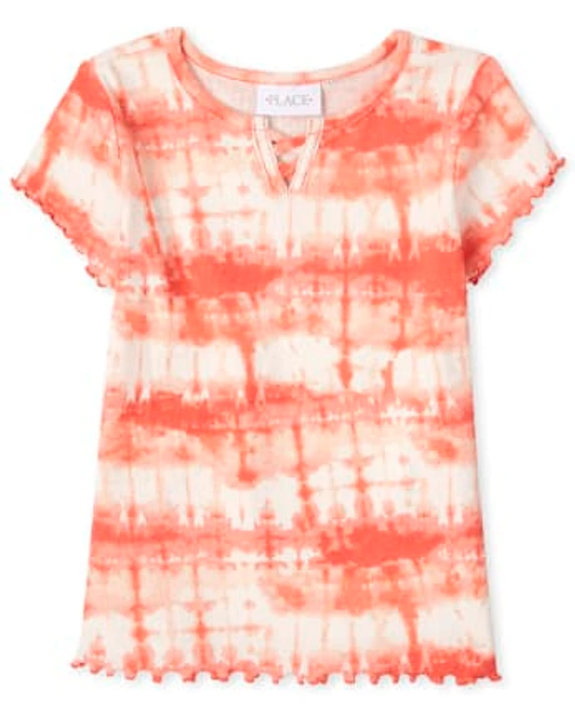 Girls Tie Dye Ribbed Top