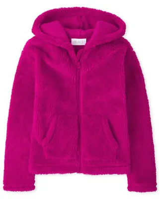 Girls Sherpa Zip-Up Hoodie