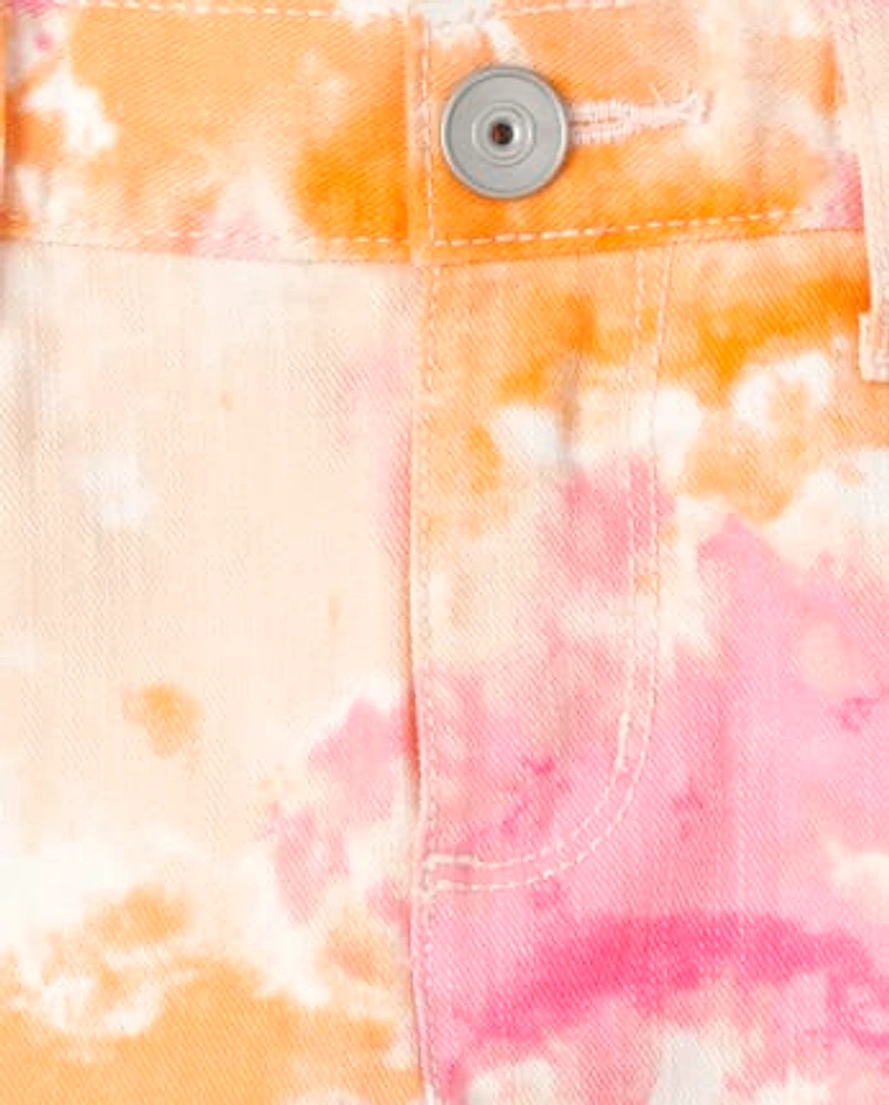 Girls Tie Dye Twill Shortie Shorts