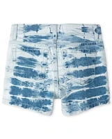 Girls Tie Dye Denim Shortie Shorts