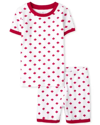 Unisex Kids Matching Family Canada Day Snug Fit Cotton Pajamas