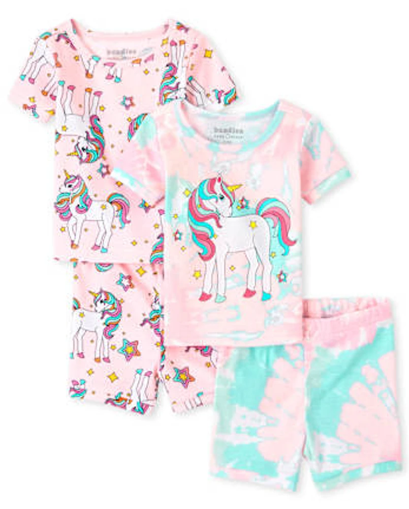 Baby And Toddler Girls Unicorn Snug Fit Cotton Pajamas 2-Pack