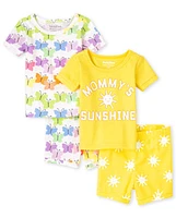 Baby And Toddler Girls Butterfly Sunshine Snug Fit Cotton Pajamas 2-Pack