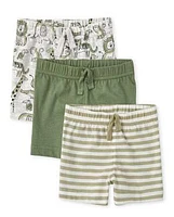 Baby Boys Safari Striped Shorts 3-Pack