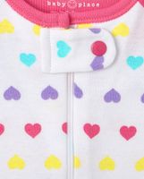 Baby And Toddler Girls Animal Hearts Snug Fit Cotton One Piece Pajamas 2-Pack